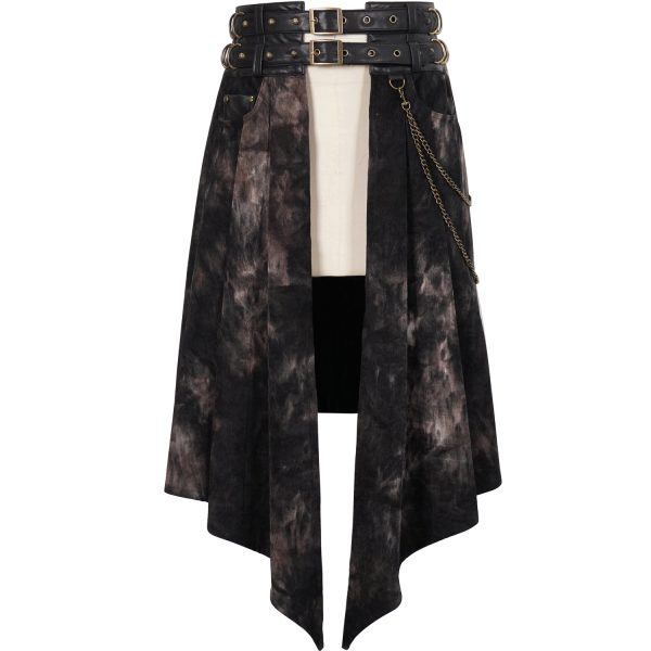 france DEVIL FASHION Mi-Jupe Kilt Asymétrique ‘Taurus’ Noire Et Cuivre 15