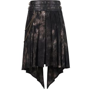 france DEVIL FASHION Mi-Jupe Kilt Asymétrique ‘Taurus’ Noire Et Cuivre 50