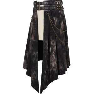 france DEVIL FASHION Mi-Jupe Kilt Asymétrique ‘Taurus’ Noire Et Cuivre 52
