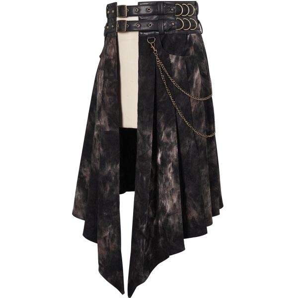 france DEVIL FASHION Mi-Jupe Kilt Asymétrique ‘Taurus’ Noire Et Cuivre 17