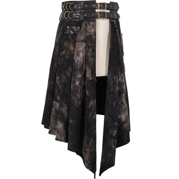 france DEVIL FASHION Mi-Jupe Kilt Asymétrique ‘Taurus’ Noire Et Cuivre 18