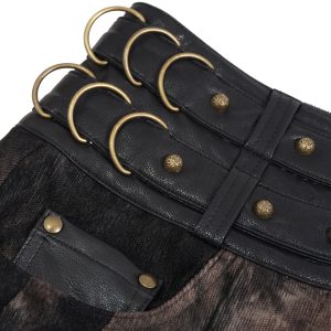 france DEVIL FASHION Mi-Jupe Kilt Asymétrique ‘Taurus’ Noire Et Cuivre 58
