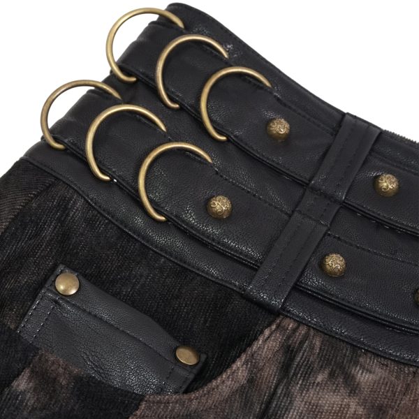 france DEVIL FASHION Mi-Jupe Kilt Asymétrique ‘Taurus’ Noire Et Cuivre 20