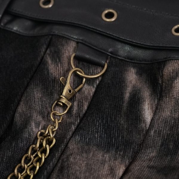 france DEVIL FASHION Mi-Jupe Kilt Asymétrique ‘Taurus’ Noire Et Cuivre 21