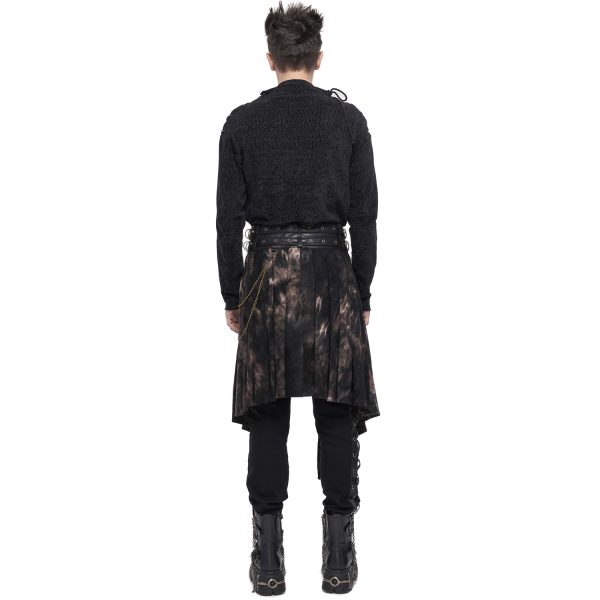 france DEVIL FASHION Mi-Jupe Kilt Asymétrique ‘Taurus’ Noire Et Cuivre 4