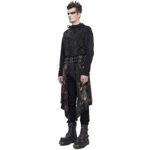 france DEVIL FASHION Mi-Jupe Kilt Asymétrique ‘Taurus’ Noire Et Cuivre 28