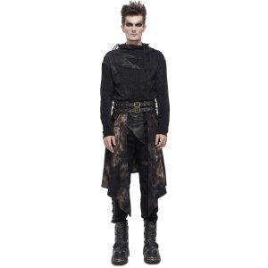france DEVIL FASHION Mi-Jupe Kilt Asymétrique ‘Taurus’ Noire Et Cuivre 30