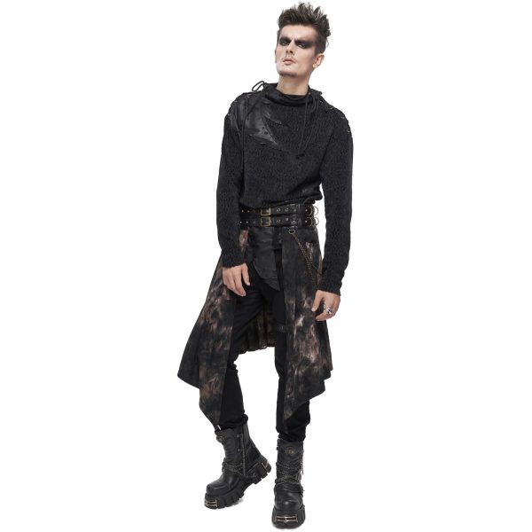 france DEVIL FASHION Mi-Jupe Kilt Asymétrique ‘Taurus’ Noire Et Cuivre 7