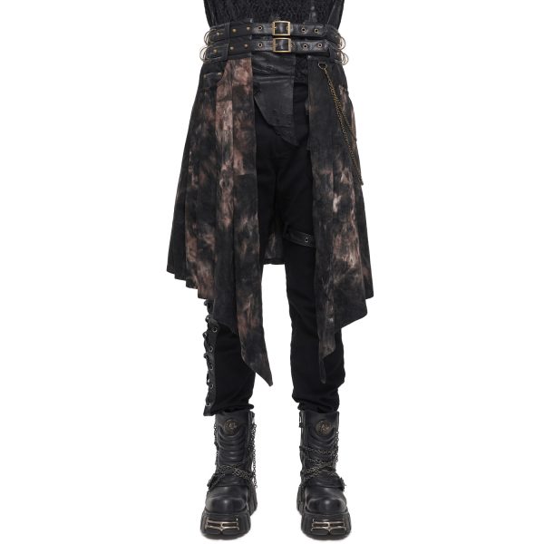 france DEVIL FASHION Mi-Jupe Kilt Asymétrique ‘Taurus’ Noire Et Cuivre 9