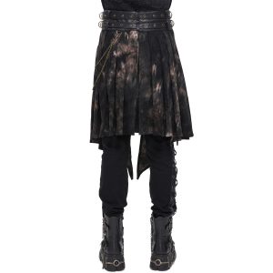 france DEVIL FASHION Mi-Jupe Kilt Asymétrique ‘Taurus’ Noire Et Cuivre 38