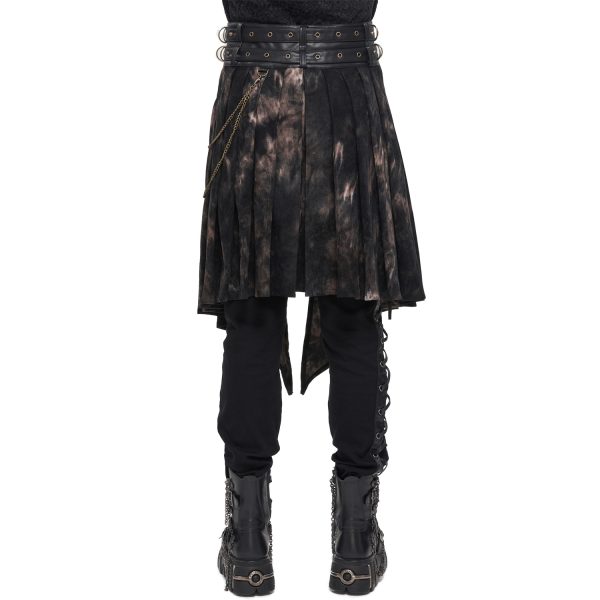 france DEVIL FASHION Mi-Jupe Kilt Asymétrique ‘Taurus’ Noire Et Cuivre 10