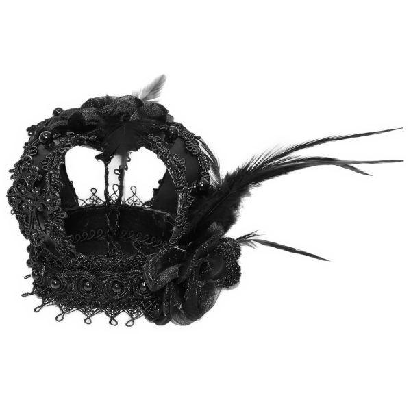 DEVIL FASHION Mini Chapeau Couronne ‘Imperatrice’ Noir vente chaude 9