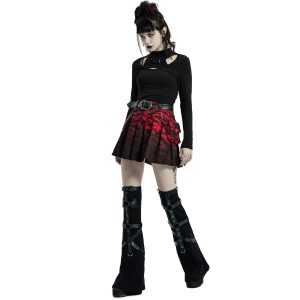 à prix imbattables PUNK RAVE Mini Jupe ‘Gehenna’ Rouge Et Noire 24
