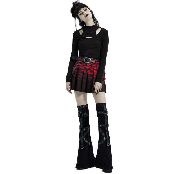 à prix imbattables PUNK RAVE Mini Jupe ‘Gehenna’ Rouge Et Noire 12