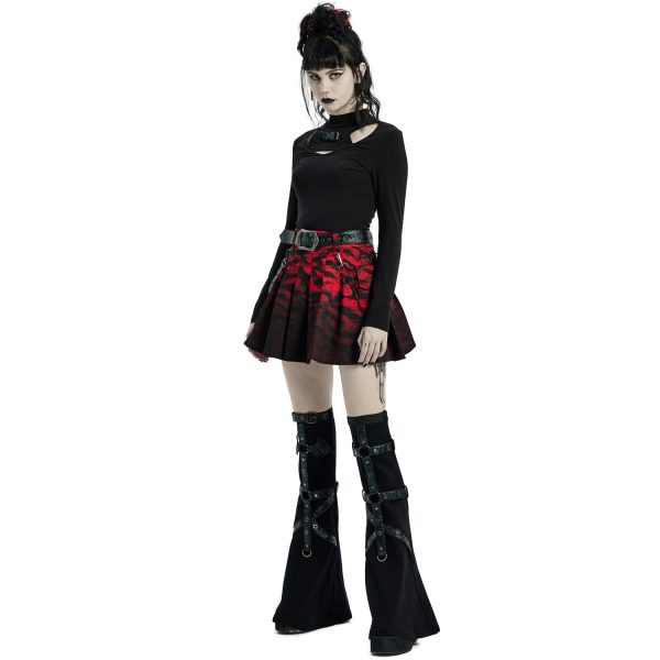 à prix imbattables PUNK RAVE Mini Jupe ‘Gehenna’ Rouge Et Noire 13