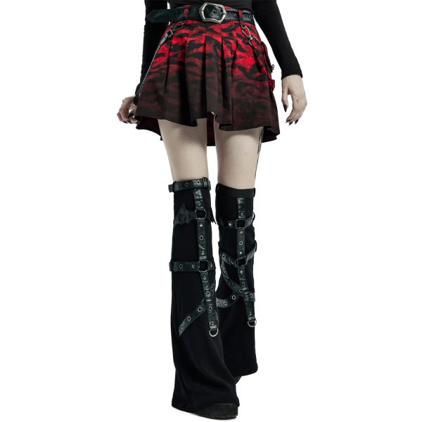 à prix imbattables PUNK RAVE Mini Jupe ‘Gehenna’ Rouge Et Noire 15