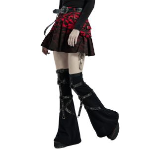 à prix imbattables PUNK RAVE Mini Jupe ‘Gehenna’ Rouge Et Noire 50