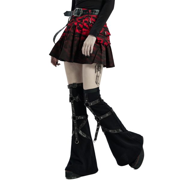 à prix imbattables PUNK RAVE Mini Jupe ‘Gehenna’ Rouge Et Noire 16