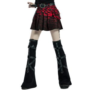 à prix imbattables PUNK RAVE Mini Jupe ‘Gehenna’ Rouge Et Noire 52