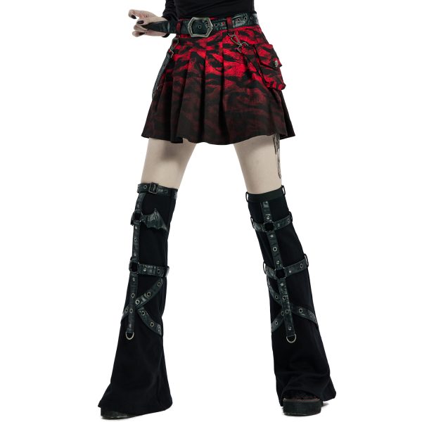 à prix imbattables PUNK RAVE Mini Jupe ‘Gehenna’ Rouge Et Noire 17