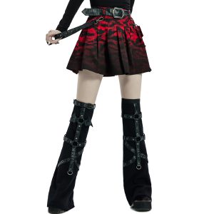 à prix imbattables PUNK RAVE Mini Jupe ‘Gehenna’ Rouge Et Noire 54
