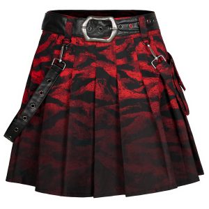 à prix imbattables PUNK RAVE Mini Jupe ‘Gehenna’ Rouge Et Noire 56
