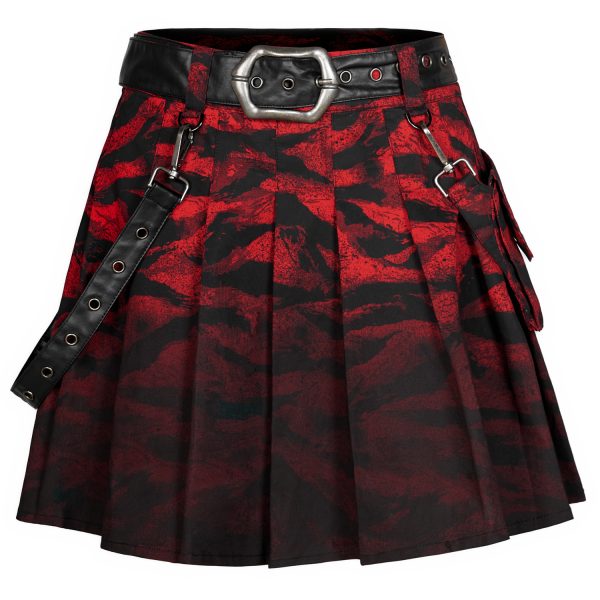 à prix imbattables PUNK RAVE Mini Jupe ‘Gehenna’ Rouge Et Noire 19