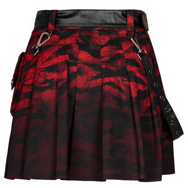à prix imbattables PUNK RAVE Mini Jupe ‘Gehenna’ Rouge Et Noire 20