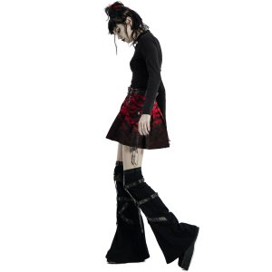 à prix imbattables PUNK RAVE Mini Jupe ‘Gehenna’ Rouge Et Noire 26