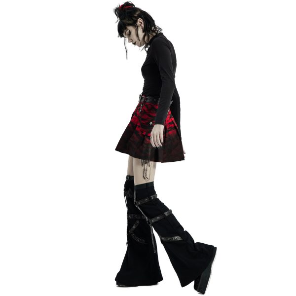 à prix imbattables PUNK RAVE Mini Jupe ‘Gehenna’ Rouge Et Noire 4