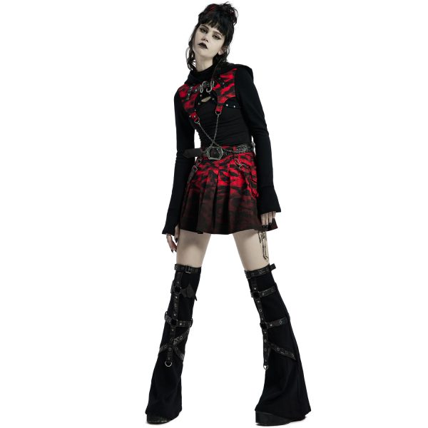 à prix imbattables PUNK RAVE Mini Jupe ‘Gehenna’ Rouge Et Noire 6