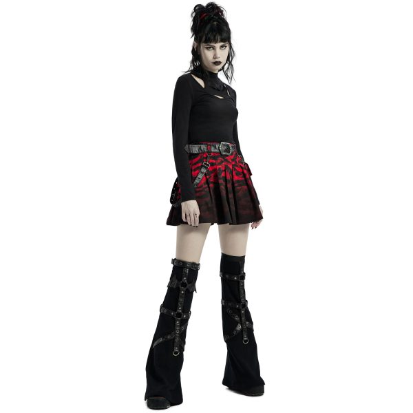 à prix imbattables PUNK RAVE Mini Jupe ‘Gehenna’ Rouge Et Noire 7
