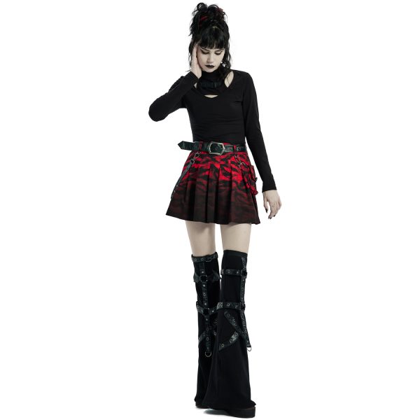 à prix imbattables PUNK RAVE Mini Jupe ‘Gehenna’ Rouge Et Noire 8