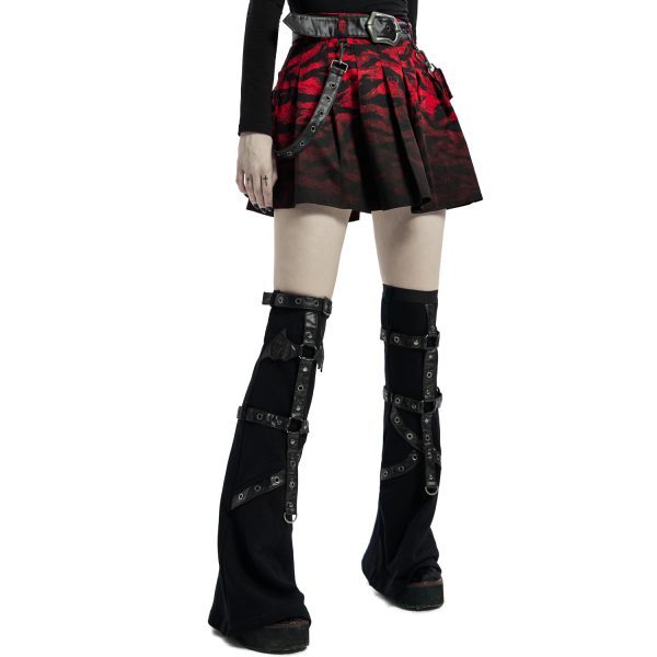à prix imbattables PUNK RAVE Mini Jupe ‘Gehenna’ Rouge Et Noire 1