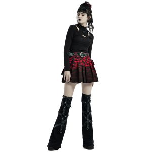 à prix imbattables PUNK RAVE Mini Jupe ‘Gehenna’ Rouge Et Noire 36
