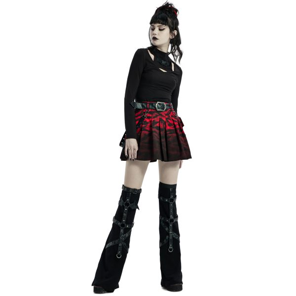 à prix imbattables PUNK RAVE Mini Jupe ‘Gehenna’ Rouge Et Noire 9