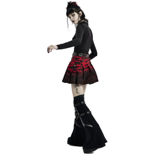 à prix imbattables PUNK RAVE Mini Jupe ‘Gehenna’ Rouge Et Noire 10
