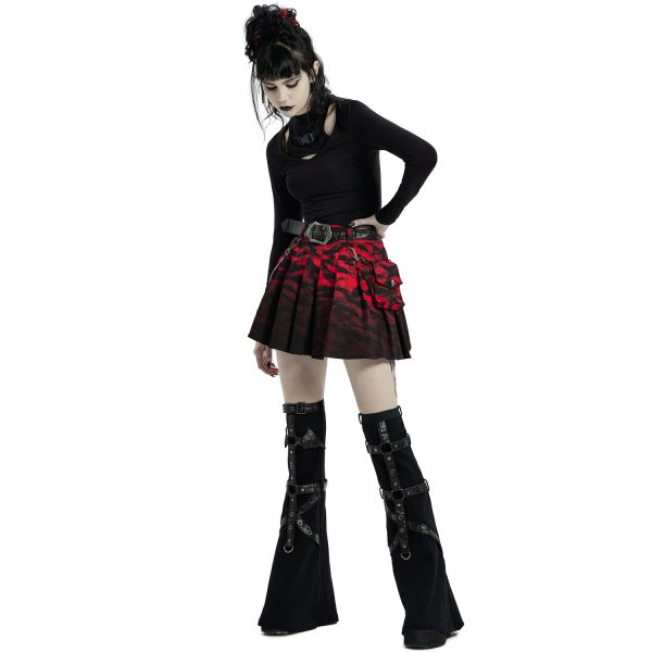 à prix imbattables PUNK RAVE Mini Jupe ‘Gehenna’ Rouge Et Noire 11