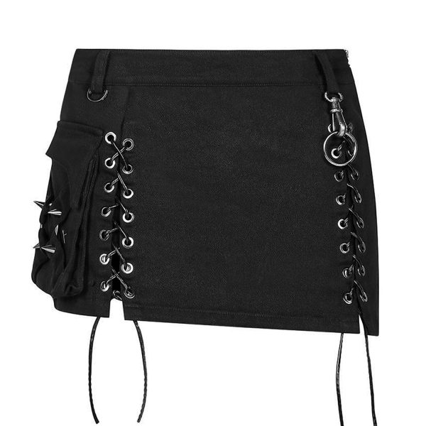 PUNK RAVE Mini Jupe ‘Gothic Trooper’ Noire magasin pas cher 12