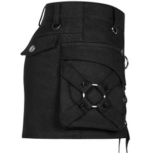 PUNK RAVE Mini Jupe ‘Gothic Trooper’ Noire magasin pas cher 46