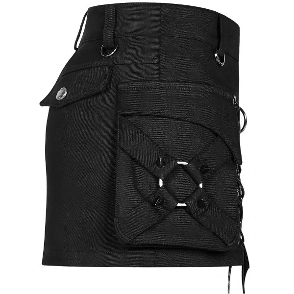 PUNK RAVE Mini Jupe ‘Gothic Trooper’ Noire magasin pas cher 14
