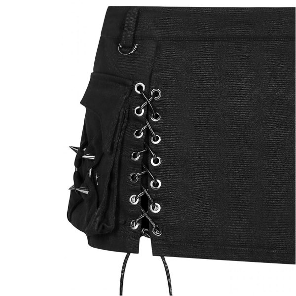 PUNK RAVE Mini Jupe ‘Gothic Trooper’ Noire magasin pas cher 20