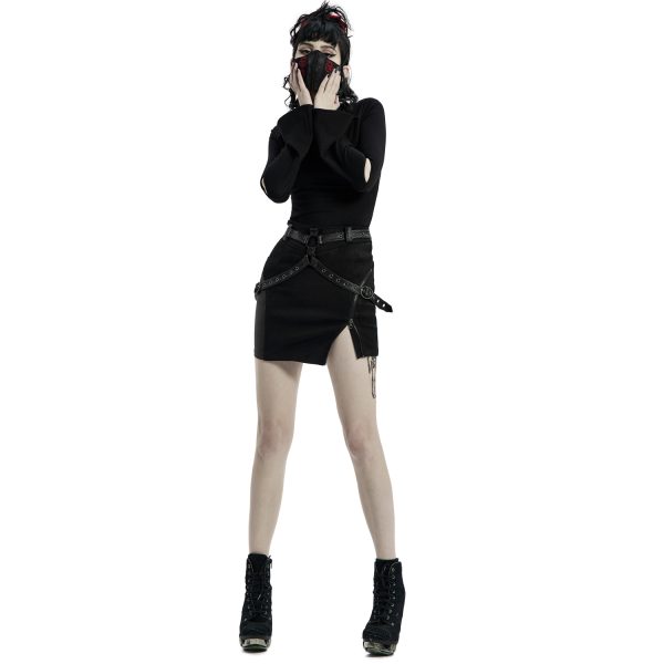 PUNK RAVE Mini-Jupe ‘Guenievre’ Noire achat pas cher 3