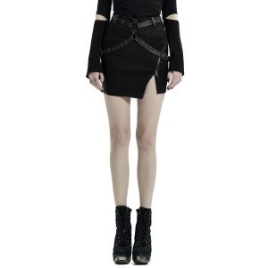 PUNK RAVE Mini-Jupe ‘Guenievre’ Noire achat pas cher 42