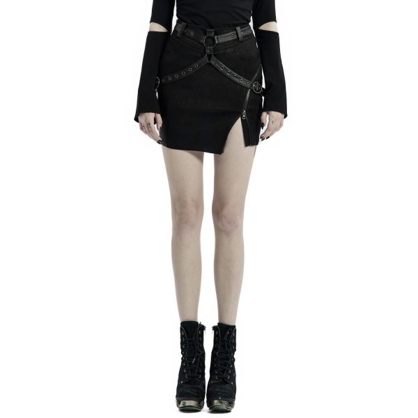 PUNK RAVE Mini-Jupe ‘Guenievre’ Noire achat pas cher 12