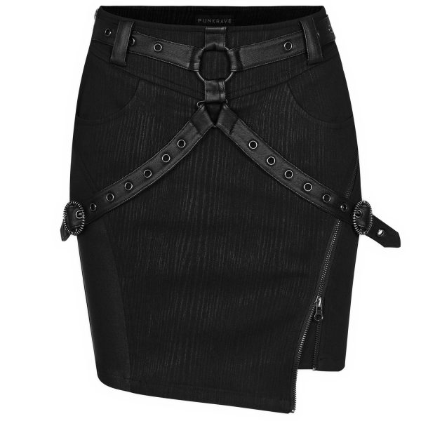 PUNK RAVE Mini-Jupe ‘Guenievre’ Noire achat pas cher 15