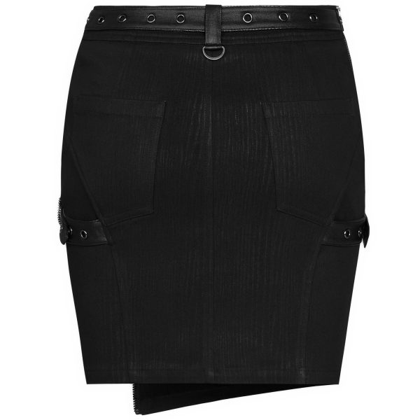 PUNK RAVE Mini-Jupe ‘Guenievre’ Noire achat pas cher 16