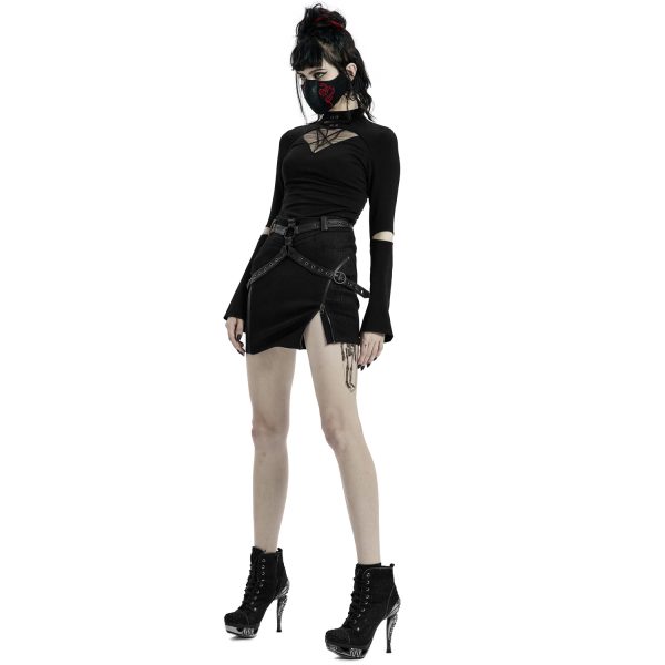 PUNK RAVE Mini-Jupe ‘Guenievre’ Noire achat pas cher 4