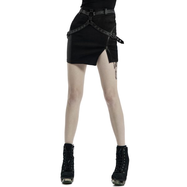 PUNK RAVE Mini-Jupe ‘Guenievre’ Noire achat pas cher 1