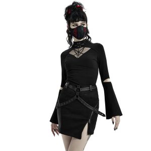 PUNK RAVE Mini-Jupe ‘Guenievre’ Noire achat pas cher 36